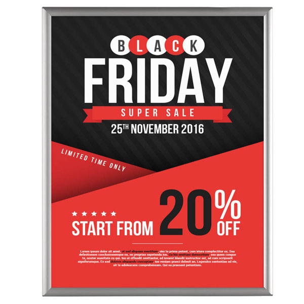 MT Displays Opti Snap Poster Frame 22x28 Inch Silver 1" Aluminum